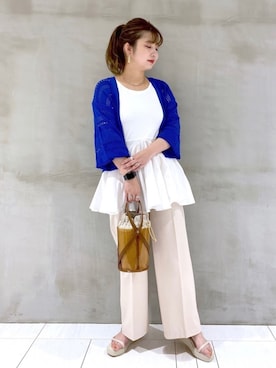 「Andemiu（アンデミュウ）のクリアトートバッグ940559（ショルダーバッグ）」を使った、たかみなさん（レディース・166cm）の春コーディネート