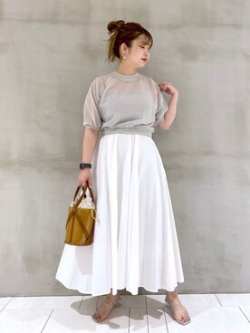 「Andemiu（アンデミュウ）のクリアトートバッグ940559（ショルダーバッグ）」を使った、たかみなさん（レディース・166cm）の夏コーディネート