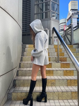 「レザーブーツ」｜「アイテム（ワンピース/ドレス）」を使った、sakuraさん（レディース・163cm）の秋コーディネート