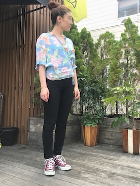 「ラルフローレンシャツ」｜「アイテム（アクセサリー）」を使った、neco33さん（レディース・156cm）の夏コーディネート