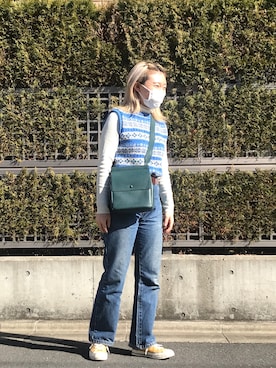 「GLOBAL FORME CONCRETE（グローバルフォルムコンクリート）のアイテム（バッグ）」を使った、neco33さん（レディース・156cm）の冬コーディネート