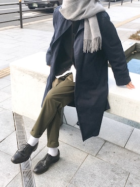 「ニコアンド」｜「アイテム（トレンチコート）」を使った、masumiさん（メンズ・180cm）の冬コーディネート