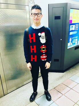 「PULL&BEAR（プルアンドベア）のアイテム（ニット/セーター）」を使った、しょうさん（メンズ・174cm）の冬コーディネート