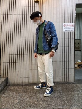「Right-on（ライトオン）のアイテム（デニムジャケット）」を使った、やのっちさん（メンズ・167cm）の春コーディネート