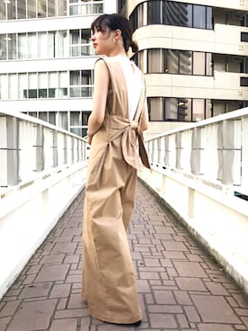 「アイテム（つなぎ/オールインワン、ベージュ系）」を使った、ViS onlineさん（レディース・157cm）の夏コーディネート