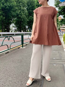 「アイテム（チュニック、ブラウン系）」を使った、ViS onlineさん（レディース・160cm）の夏コーディネート