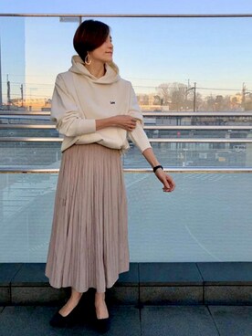 「Lee（リー）のアイテム（ニット/セーター）」を使った、ViS onlineさん（レディース・165cm）の冬コーディネート