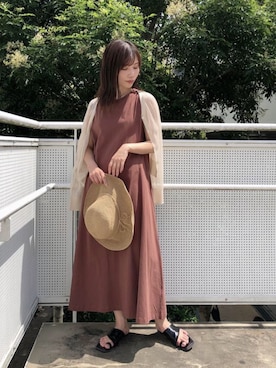 「アースカラー」｜「アイテム（ワンピース/ドレス）」を使った、ViS onlineさん（レディース・160cm）の夏コーディネート