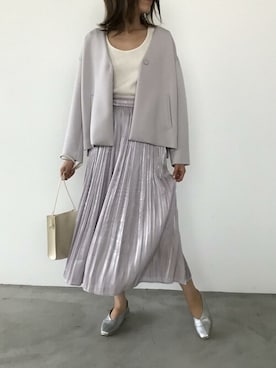 「VIS（ビス）のアイテム（ノーカラージャケット）」を使った、ViS onlineさん（レディース・164cm）の秋コーディネート