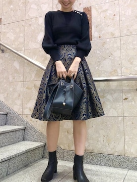「ジャガードスカート」｜ViS onlineさん（レディース・169cm）の秋コーディネート