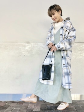 「ミントグリーン」｜「アイテム（その他アウター）」を使った、ViS onlineさん（レディース・155cm）の秋コーディネート