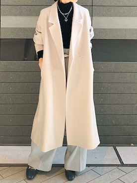 「オーバーコート」｜「アイテム（その他アウター）」を使った、ViS onlineさん（レディース・154cm）の秋コーディネート