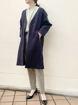 「VIS（ビス）のアイテム（ノーカラージャケット）」を使った、ViS onlineさん（レディース・165cm）の秋コーディネート