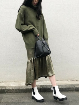 「白ブーツ」｜ViS onlineさん（レディース・172cm）の冬コーディネート