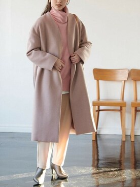 「VIS（ビス）のアイテム（ノーカラージャケット）」を使った、ViS onlineさん（レディース・164cm）の冬コーディネート