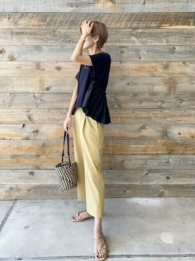 「フリルトップス」｜ViS onlineさん（レディース・165cm）の夏コーディネート