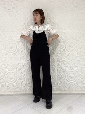 「付け襟」｜「アイテム（オールインワン・サロペット）」を使った、ViS onlineさん（レディース・159cm）の夏コーディネート