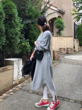 「アイラブCONVERSE」｜「アイテム（ワンピース/ドレス）」を使った、seriiinaさん（レディース・158cm）の冬コーディネート