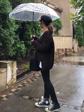 「MAISON DE REEFUR（メゾンドリーファー）のアイテム（長傘）」を使った、seriiinaさん（レディース・158cm）の冬コーディネート
