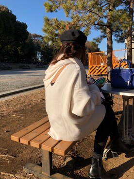 「ZARA（ザラ）のアイテム（ニット/セーター、ホワイト系）」を使った、seriiinaさん（レディース・158cm）の冬コーディネート