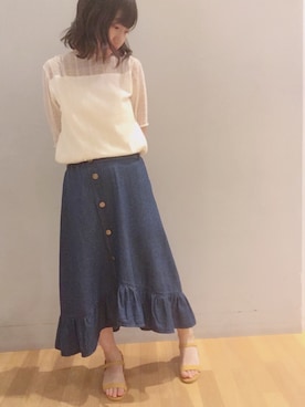 「レースコーデ」｜ざっきーさん（レディース・152cm）の春コーディネート