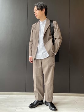 「アイテム（テーラードジャケット、ブラウン系）」を使った、suenaga3951さん（メンズ・166cm）の冬コーディネート