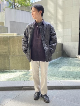 「green label relaxing（グリーンレーベルリラクシング）のアイテム（ノーカラージャケット）」を使った、suenaga3951さん（メンズ・166cm）の秋コーディネート
