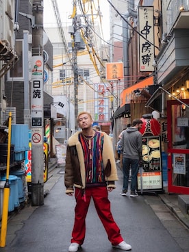 「OSHKOSH（オシュコシュ）のアイテム（パンツ）」を使った、SHUさん（メンズ・177cm）の春コーディネート
