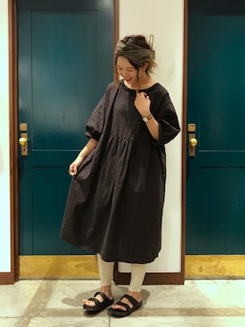 「Samansa Mos2（サマンサ モスモス）のドビーギャザー前後着ワンピース（ワンピース）」を使った、うーさん ☁︎ 。さん（レディース・165cm）の春コーディネート