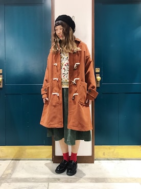 「ehka sopo（エヘカソポ）のアイテム（ダッフルコート）」を使った、うーさん ☁︎ 。さん（レディース・165cm）の秋コーディネート