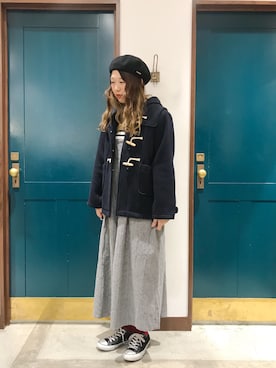 「ナチュラル」｜「アイテム（ダッフルコート）」を使った、うーさん ☁︎ 。さん（レディース・165cm）の冬コーディネート