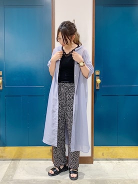 「ehka sopo（エヘカソポ）のアイテム（シャツワンピース）」を使った、うーさん ☁︎ 。さん（レディース・165cm）の春コーディネート