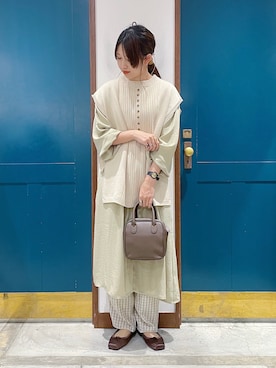 「ピスタチオ」｜「アイテム（バレエシューズ）」を使った、うーさん ☁︎ 。さん（レディース・166cm）の春コーディネート