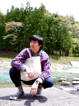 「JUNMEN（ジュンメン）のアイテム」を使った、アグル豊さん（メンズ・183cm）の春コーディネート