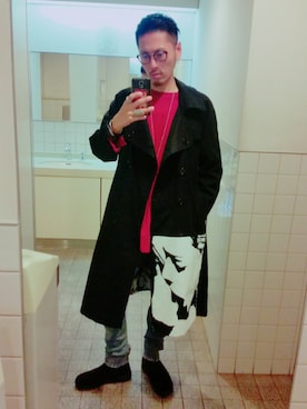 「MISBHV（ミスビヘイブ）のアイテム（トレンチコート）」を使った、Y-DRAGONさん（メンズ・176cm）の春コーディネート
