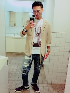 「cloudy cloudy（クラウディクラウディ）のアイテム」を使った、Y-DRAGONさん（メンズ・176cm）の夏コーディネート