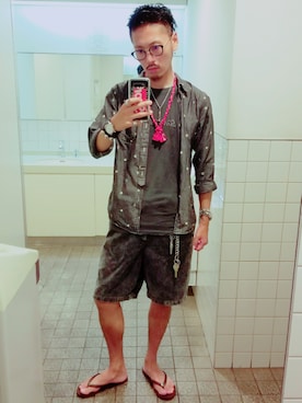 「shuttle notes（シャトルノーツ）のアイテム」を使った、Y-DRAGONさん（メンズ・176cm）の夏コーディネート