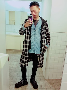 「UNDERCOVER（アンダーカバー）のアイテム（トレンチコート）」を使った、Y-DRAGONさん（メンズ・176cm）の秋コーディネート