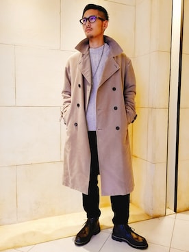 「united arrows」｜「アイテム（トレンチコート）」を使った、Y-DRAGONさん（メンズ・176cm）の秋コーディネート
