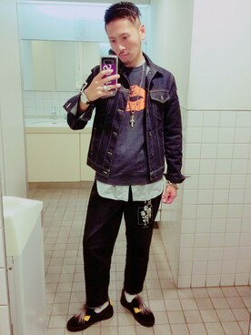 「BEAUTY&YOUTH UNITED ARROWS」｜「アイテム（デニムジャケット）」を使った、Y-DRAGONさん（メンズ・176cm）の冬コーディネート