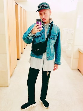「CLANE（クラネ）のアイテム（デニムジャケット）」を使った、Y-DRAGONさん（メンズ・176cm）の春コーディネート