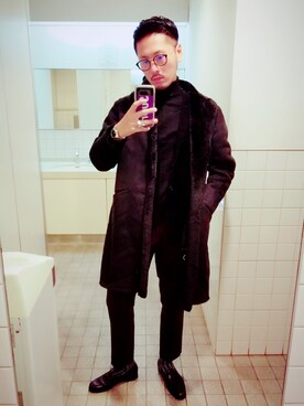 「秋冬」｜「アイテム（ムートンコート）」を使った、Y-DRAGONさん（メンズ・176cm）の秋コーディネート