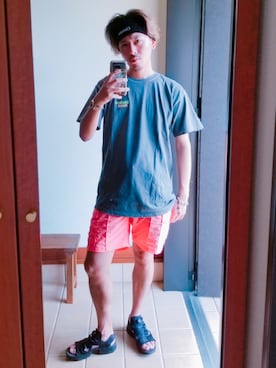 「Champion（チャンピオン）のアイテム（ヘアアクセサリー）」を使った、Y-DRAGONさん（メンズ・176cm）の夏コーディネート