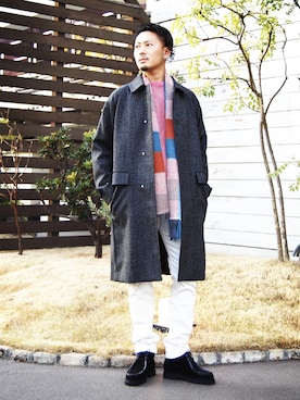 「BEAUTY&YOUTH UNITED ARROWS」｜「アイテム（ステンカラーコート）」を使った、Y-DRAGONさん（メンズ・176cm）の冬コーディネート