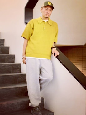 「MONKEY TIME（モンキータイム）のアイテム（スウェットパンツ）」を使った、Y-DRAGONさん（メンズ・176cm）の春コーディネート