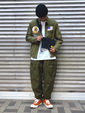 「スタッフセンバツ」｜「アイテム（ミリタリージャケット）」を使った、わたるさん（メンズ・173cm）の冬コーディネート