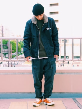 「スタッフセンバツ」｜「アイテム（ミリタリージャケット）」を使った、わたるさん（メンズ・173cm）の秋コーディネート