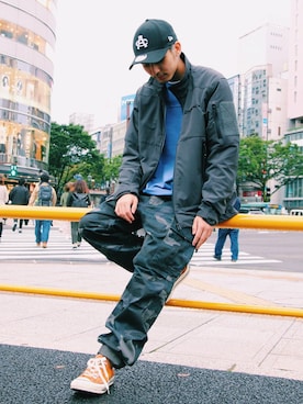 「スタッフセンバツ」｜「アイテム（ミリタリージャケット）」を使った、わたるさん（メンズ・173cm）の秋コーディネート