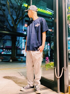 「AVIREX（アヴィレックス）のアイテム（スウェットパンツ）」を使った、わたるさん（メンズ・173cm）の春コーディネート