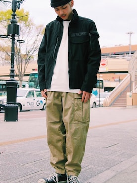 「スタッフセンバツ」｜「アイテム（ミリタリージャケット）」を使った、わたるさん（メンズ・173cm）の春コーディネート